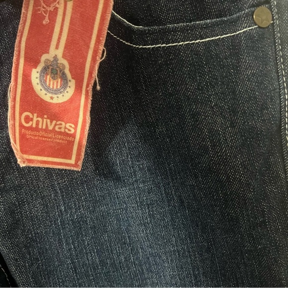 Rare Chivas Sz 11 Blue Flare Wide Leg Jeans Denim Embroidery Game Statement NWT - Picture 4 of 16